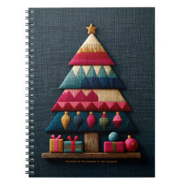 Caderno Espiral Árvore de Natal com Textura de Tecido Acolchoado
