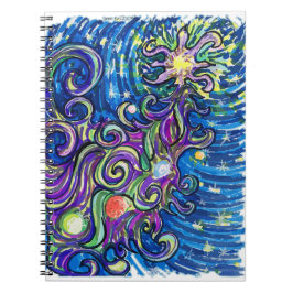 Caderno Espiral Árvore de Natal Cósmica