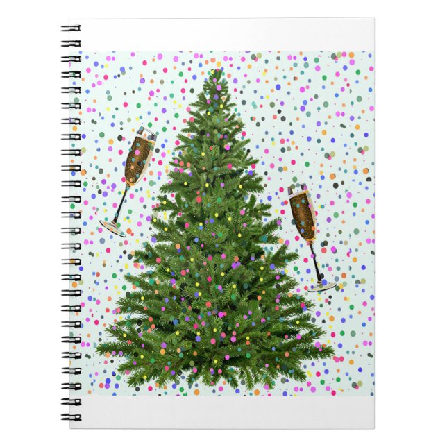 Caderno Espiral árvore de natal de champanhe (Frente)