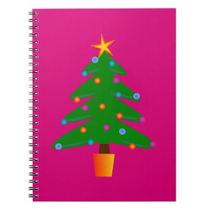 Caderno Espiral Árvore de Natal Festiva Verde