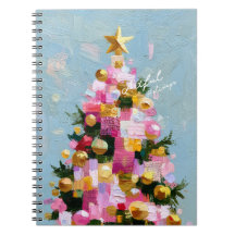 Árvore de Natal Impasto Rosa e Dourada