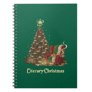 Caderno Espiral Árvore de Natal Literária Aconchegante de Livros