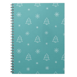 Caderno Espiral Árvore de Natal minimalista e padrão de floco de n