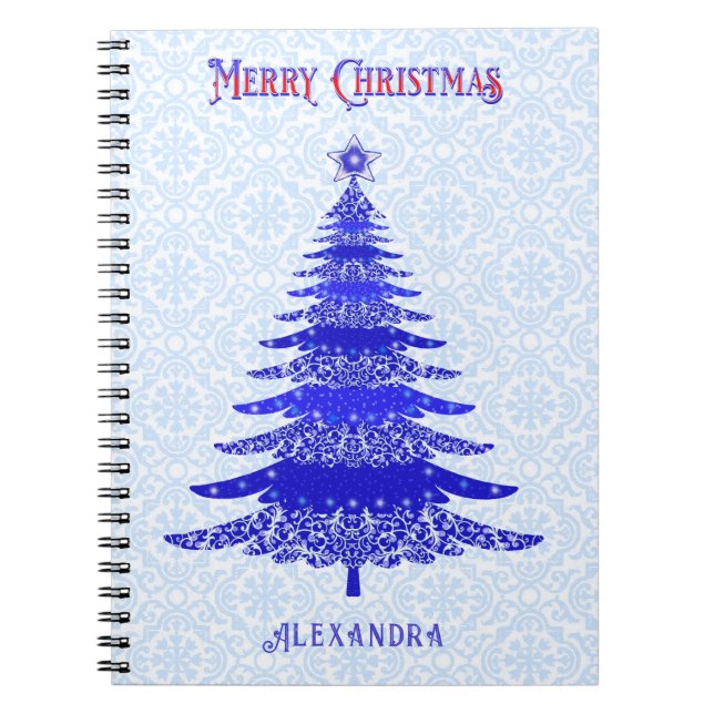 Caderno Espiral Árvore de Natal Moderna Personalizada (Frente)