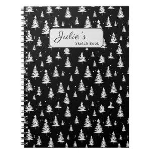 Caderno Espiral Árvore de Natal Preta e Branca