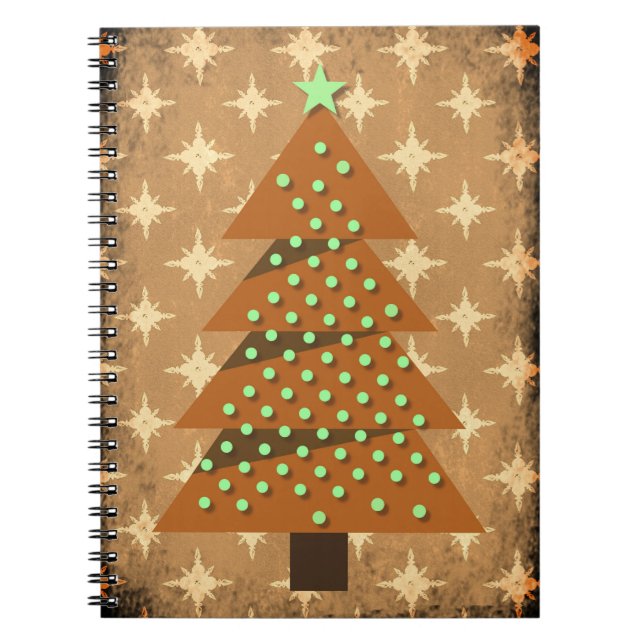 Caderno Espiral Árvore de Natal Retrospectiva de Bronze Queimado (Frente)