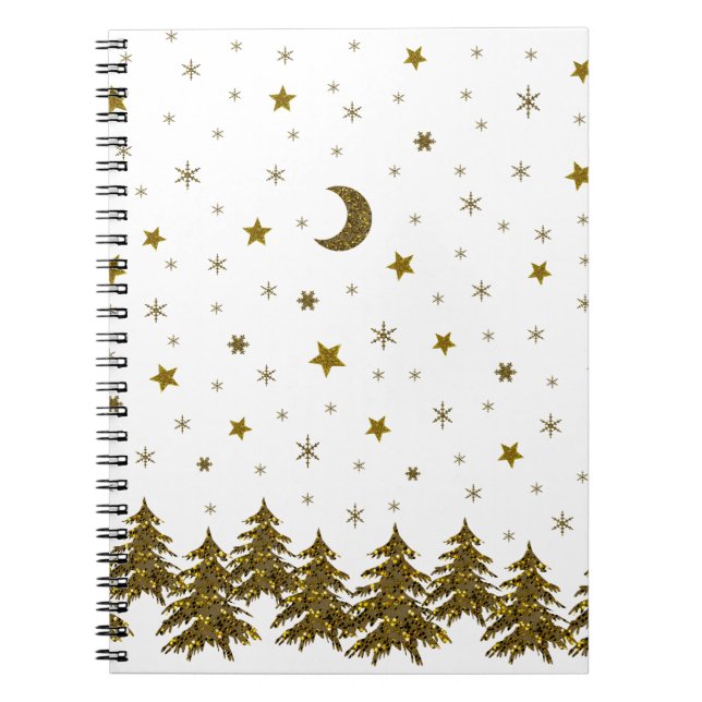 Caderno Espiral Árvore de Natal Sparkasse, lua, estrelas (Frente)