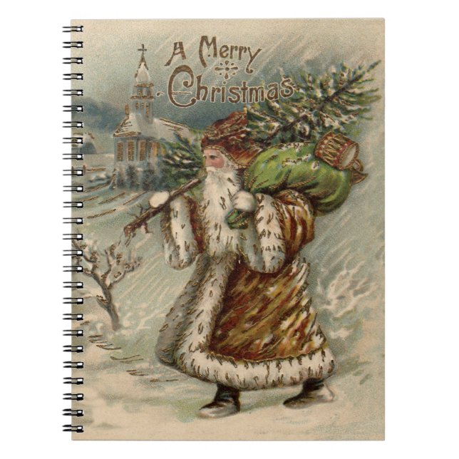 Caderno Espiral Árvore de Natal Vitoriana Santa Claus (Frente)