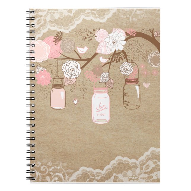 Caderno Espiral Árvore do frasco de serapilheira do país & de (Frente)