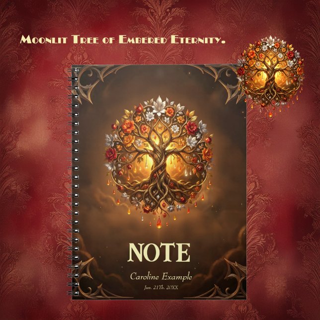Caderno Espiral Árvore Enluarada de Eternidade Embrenhada.  (Criador carregado)