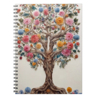 Caderno Espiral Árvore Florida da Vida Arte Botânica Fantasia
