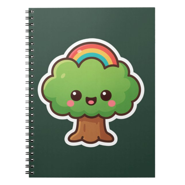 Caderno Espiral Árvore Kawaii Amigável (Frente)