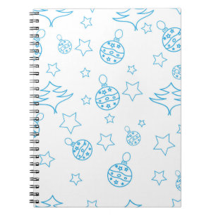 Caderno Espiral Árvore natalícia, estrelas e bolas - simples sem c
