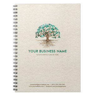 Caderno Espiral Árvore ouro - Yggdrasil - Folhas de Malachite