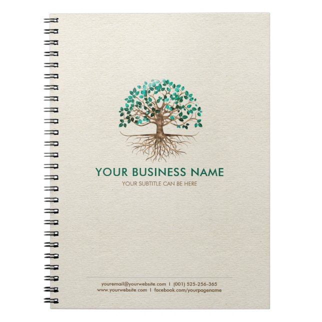 Caderno Espiral Árvore ouro - Yggdrasil - Folhas de Malachite (Frente)