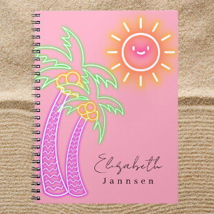 Caderno Espiral Árvore Palm Moderna Na moda única e Sol