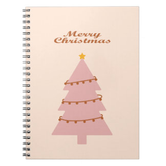 Caderno Espiral Árvore rosa de natal feliz