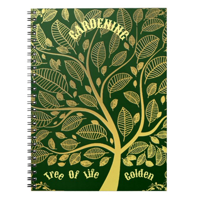Caderno Espiral Árvore Verde Ouro De Jardinagem Verde (Frente)