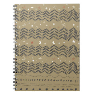 Caderno Espiral Árvores de Natal, estrelas e flocos de neve em ver