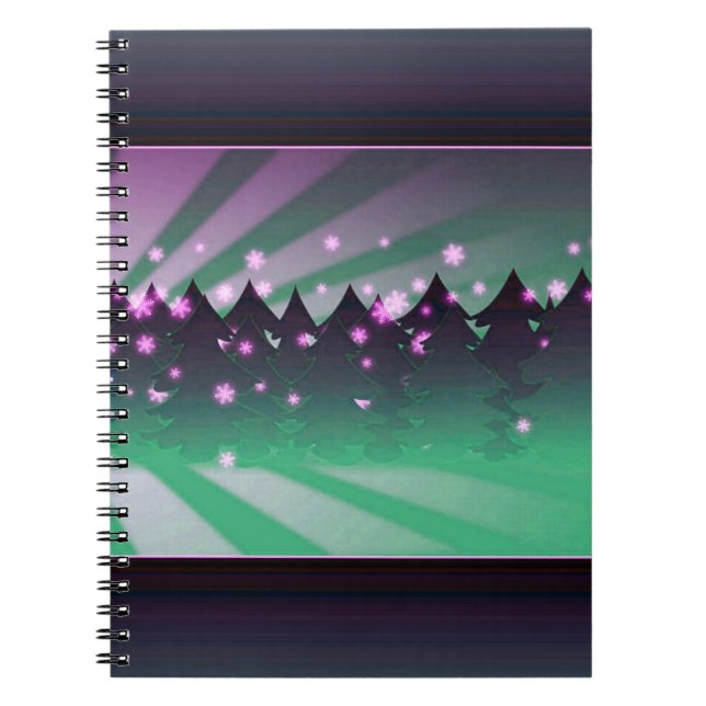 Caderno Espiral Árvores de Natal Matizes de Verde (Frente)