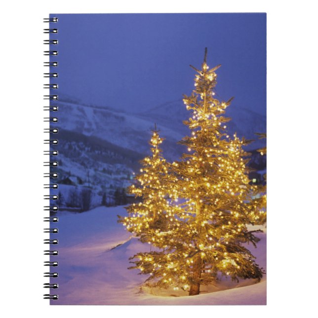 Caderno Espiral Árvores de Natal, Park City, montanhas de Wastch, (Frente)