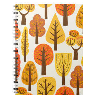 Caderno Espiral Árvores de outono, padrão perfeito.