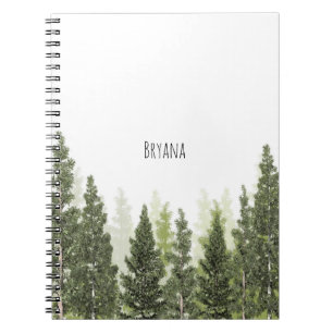 Caderno Espiral Árvores de Pinheiro Rústicas País Simples