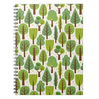 Caderno Espiral Árvores de Verão: Padrão Verde Invisível