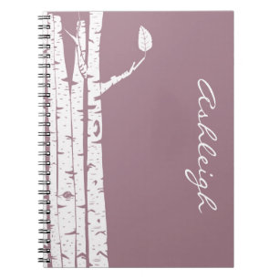 Caderno Espiral Árvores de vidoeiro cor-de-rosa