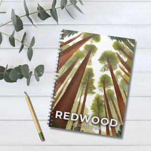 Caderno Espiral Árvores Redwood Parque Nacional Aquarela Viagem