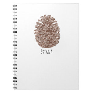 Caderno Espiral Árvores Rústicas Pinheiros Simples Natureza Do P
