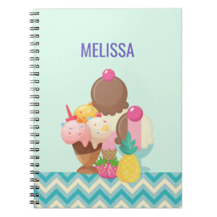 Caderno Espiral As colheres do sorvete com polvilham