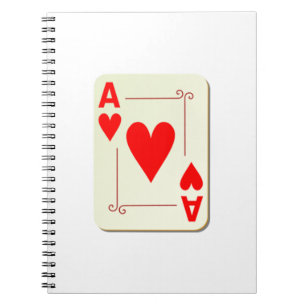 Caderno Espiral Ás do cartão de jogo dos corações