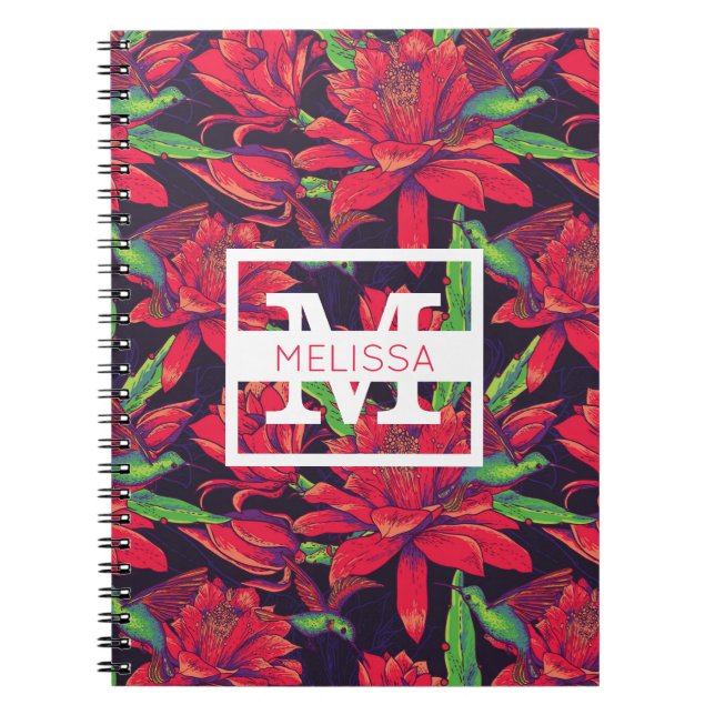 Caderno Espiral As flores e os colibris | adicionam seu nome (Frente)