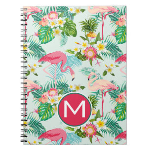 Caderno Espiral As flores e os pássaros tropicais adicionam sua