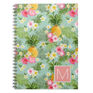 Caderno Espiral As flores & os abacaxis tropicais adicionam sua
