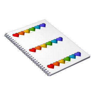 Caderno Espiral As glifos em forma de coração 3D brilhantes da Sli