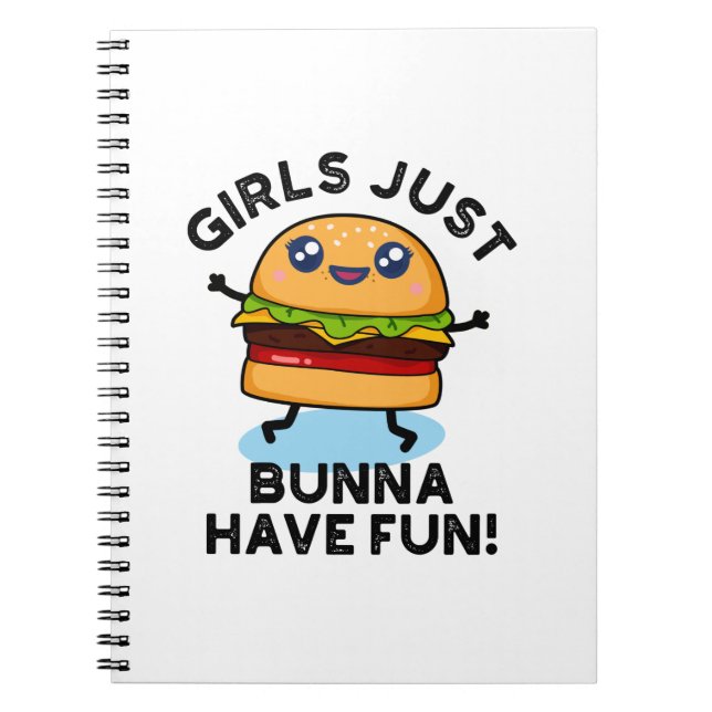 Caderno Espiral As Meninas Comem Um Burger Burger Engraçado (Frente)