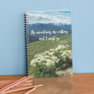 Caderno Espiral As montanhas chamam de Citação as flores-do-campo