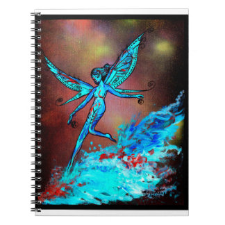 Caderno Espiral asas de borboletas de água fada azul