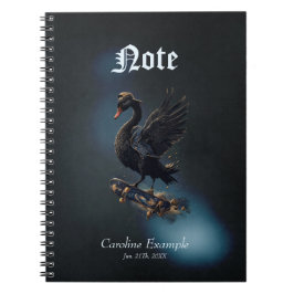 Caderno Espiral Asas de liberdade o cisne negro no skate.
