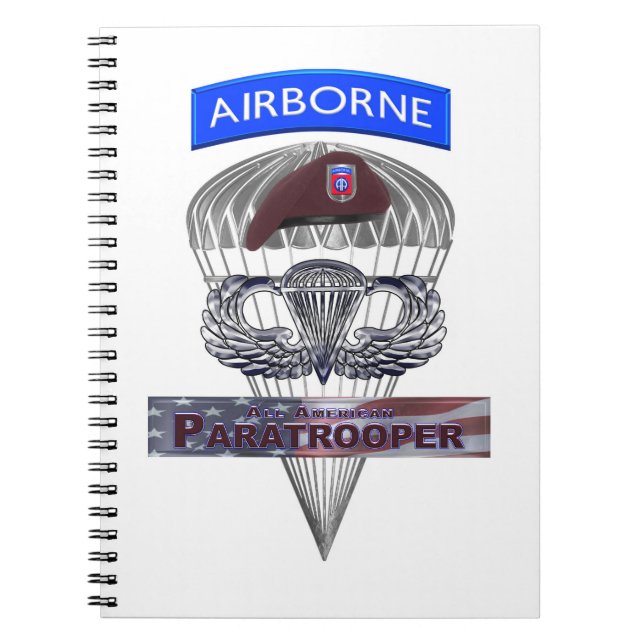 Caderno Espiral Asas de salto de Paratrooper de Aço com Cabeça de  (Frente)