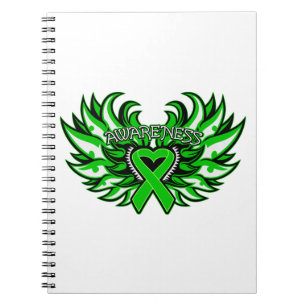 Caderno Espiral Asas do coração da consciência da glaucoma