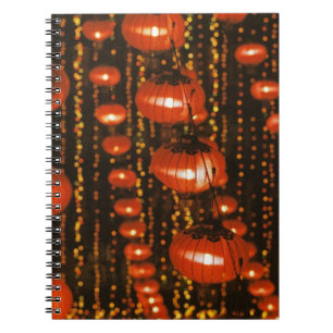 Caderno Espiral Ásia, China, Pequim. Lanternas vermelhas chinesas