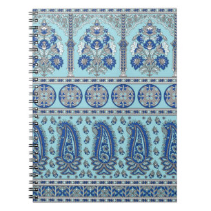 Caderno Espiral Asian Paisley Border: Design tradicional.