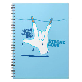 Caderno Espiral ASL Design - Wash, Rinse, and Dry Love ILY