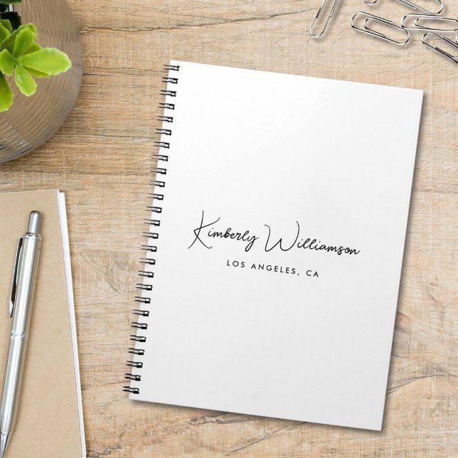 Caderno Espiral Assinatura Chic Script Monograma Negócios (Chic Signature Script Monogram Business Notebook)