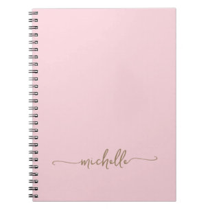 Caderno Espiral Assinatura de Nome em Rótulo com Monograma Rosa de