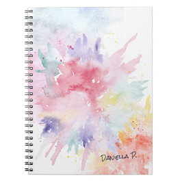 Caderno Espiral Assinatura Personalizada de Ataque de Arte em Aqua