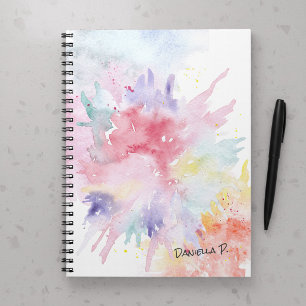 Caderno Espiral Assinatura Personalizada de Ataque de Arte em Aqua